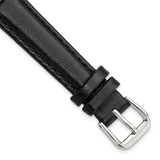 Image of 12mm Short Black Smooth Leather Silver-tone Buckle Watch Band