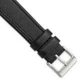 Image of 18mm Black Genuine Calf Leather Silver-tone Buckle Watch Band