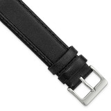 Image of 19mm Black Genuine Calf Leather Silver-tone Buckle Watch Band