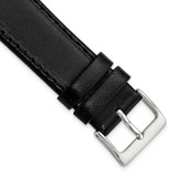 Image of 20mm Black Genuine Calf Leather Silver-tone Buckle Watch Band