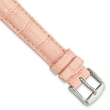 Image of 16mm Pink Crocodile-Style Grain Leather Chrono Silver-tone Buckle Watch Band