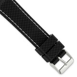 Image of 20mm Black Silicone White Stitch Silver-tone Buckle Watch Band