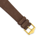 Image of 20mm Dark Brown Suede Flat Leather Gold-tone Buckle Watch Band