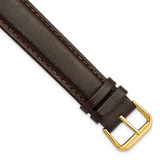 Image of 20mm Extra Long Dark Brown Smooth Leather Gold-tone Watch Band