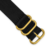 Image of 22mm 1-Piece Black Ballistic Nylon Gold-tone Buckle Watch Band