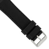 Image of 22mm Black Silicone Black Stitch Silver-tone Buckle Watch Band
