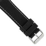 Image of 22mm Black Silicone White Stitch Silver-tone Buckle Watch Band