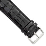 Image of 26mm Long Black Crocodile Chrono Silver-tone Buckle Watch Band