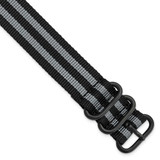 Image of 20mm 1-Piece Grey/Black Ballistic Nylon PVD Black Buckle Watch Band
