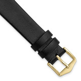 Image of Gilden 16mm Long Black Classic Calfskin Gold-tone Buckle Watch Band