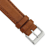 Image of 18mm Havana Brown Genuine Calf Leather Silver Tone Buckle Watch Band