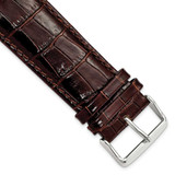 Image of 26mm Dark Brown Crocodile-Style Grain Leather Chrono Silver-tone Buckle Watch Band