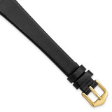 Image of Gilden 14mm X-Long Black Classic Calfskin Gold-tone Buckle Watch Band