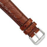 Image of 16mm Short Brown Alligator-Style Grain Leather Silver-tone Buckle Watch Band