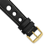 Image of 20mm Black Grand Prix Leather White Stitch Gold-tone Buckle Watch Band