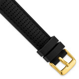 Image of 18mm Black Black Stitch Ventilated Silicone Gold-tone Buckle Watch Band
