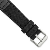 Image of 20mm Black Nylon Canvas with Leather Trim Silver-tone Buckle Watch Band