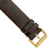 Image of 22mm Dark Brown Italian Calfskin Square End Gold-tone Buckle Watch Band