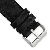 Image of 24mm Black Nylon Canvas with Leather Trim Silver-tone Buckle Watch Band
