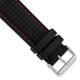 Image of 24mm Black Red Stitch Ventilated Silicone Silver-tone Buckle Watch Band