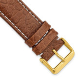Image of 24mm Long Havana Sport Leather White Stitch Gold-tone Buckle Watch Band