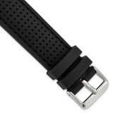 Image of 22mm Black Black Stitch Ventilated Silicone Silver-tone Buckle Watch Band