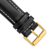 Image of 22mm Long Black Oil-tanned Leather White Stitch Gold-tone Buckle Watch Band