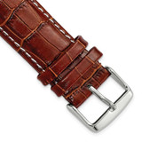 Image of 24mm Havana Crocodile-Style Grain Leather Chrono White Stitch Sliver-tone Buckle Watch Band