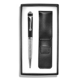 Image of Luxury Giftware Black Crystal Filled Ballpoint Pen with Matching Vinyl Pouch Set