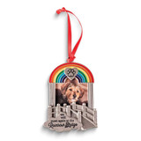 Image of RAINBOW BRIDGE Silver-tone and Enameled 1.5x1.25 inch Photo Ornament