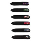 Image of Luxury Giftware Set of 12 Multi-colored Crystal Design Short Glass Nail Files
