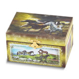 Image of Childrens Wild Horse Themed Graphic Wrap with Mirror and Twirling Pony Music Box (Plays Brother Jacob)