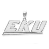 Image of 10K White Gold Eastern Kentucky University Large Pendant by LogoArt (1W004EKU)