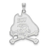 Image of 10K White Gold East Carolina University XL Pendant by LogoArt (1W005ECU)
