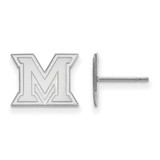 Image of 10K White Gold Miami University X-Small Post Earrings by LogoArt (1W007MU)
