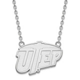 Image of 18" 10K White Gold The University of Texas at El Paso Large Pendant LogoArt Necklace