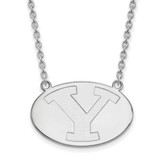 Image of 18" 10K White Gold Brigham Young University Large Pendant w/ Necklace by LogoArt