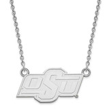 Image of 18" 10K White Gold Oklahoma State University Small Pendant w/ Necklace by LogoArt