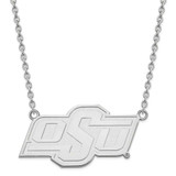 Image of 18" 10K White Gold Oklahoma State University Large Pendant w/ Necklace by LogoArt