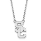 Image of 18" 10K White Gold University of Southern California Necklace LogoArt 1W015USC-18