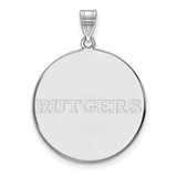 Image of 10K White Gold Rutgers XL Disc Pendant by LogoArt (1W025RUT)