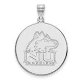 Image of 10K White Gold Northern Illinois University XL Disc Pendant by LogoArt 1W035NIU
