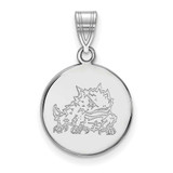 Image of 10K White Gold Texas Christian University Medium Disc Pendant LogoArt (1W040TCU)