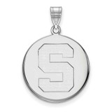 Image of 10K White Gold Michigan State University Large Disc Pendant by LogoArt 1W041MIS