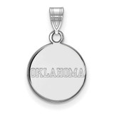 Image of 10K White Gold University of Oklahoma Small Disc Pendant by LogoArt (1W051UOK)
