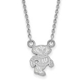 Image of 18" 10K White Gold University of Wisconsin Sm Pendant Necklace LogoArt 1W054UWI-18