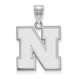 Image of 10K White Gold University of Nebraska Medium Pendant by LogoArt (1W067UNE)