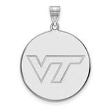 Image of 10K White Gold Virginia Tech XL Disc Pendant by LogoArt (1W068VTE)