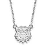 Image of 18" 10K White Gold University of Georgia Small Pendant Necklace LogoArt 1W073UGA-18