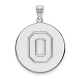 Image of 10K White Gold Ohio State University XL Disc Pendant by LogoArt (1W091OSU)
